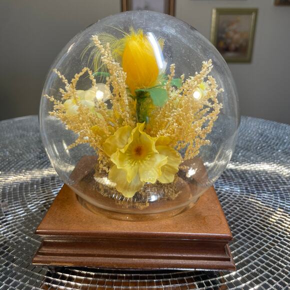 vintage taxidermy butterfly in globe yellow MCM - Picture 14 of 14